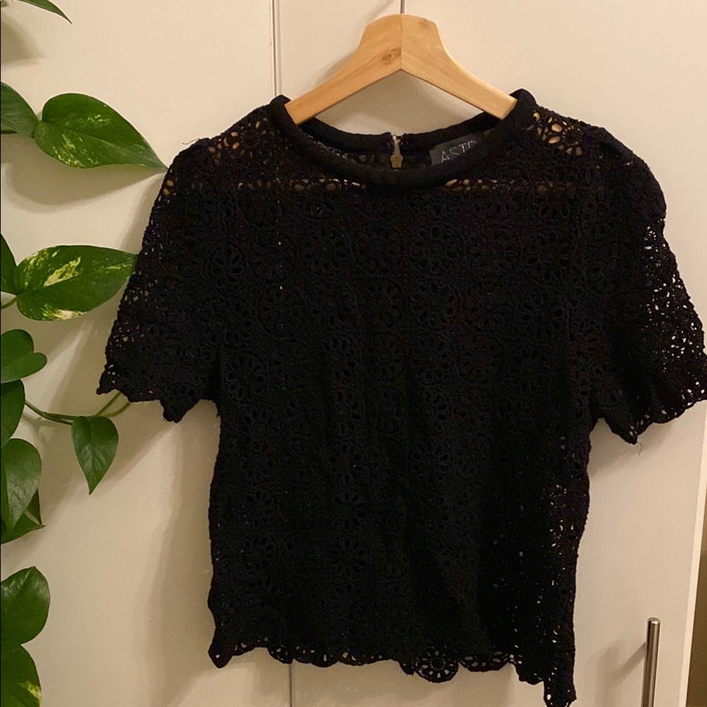 ASTR Black Lace Women Top